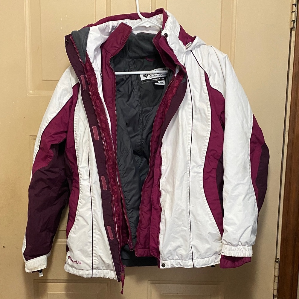 Columbia Women's Small Interchange 3-in-1 Purple and White Ski Jacket